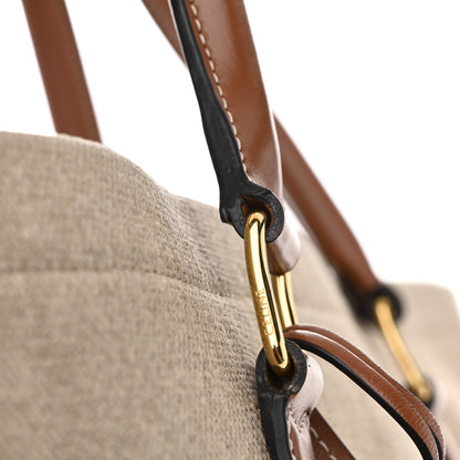 Celine Canvas Calfskin Paris Horizontal Cabas Tan 13 of 14