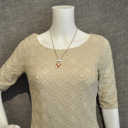 Louis Vuitton Mens Silver Geometrique V Toggle Necklace Red 2 of 4