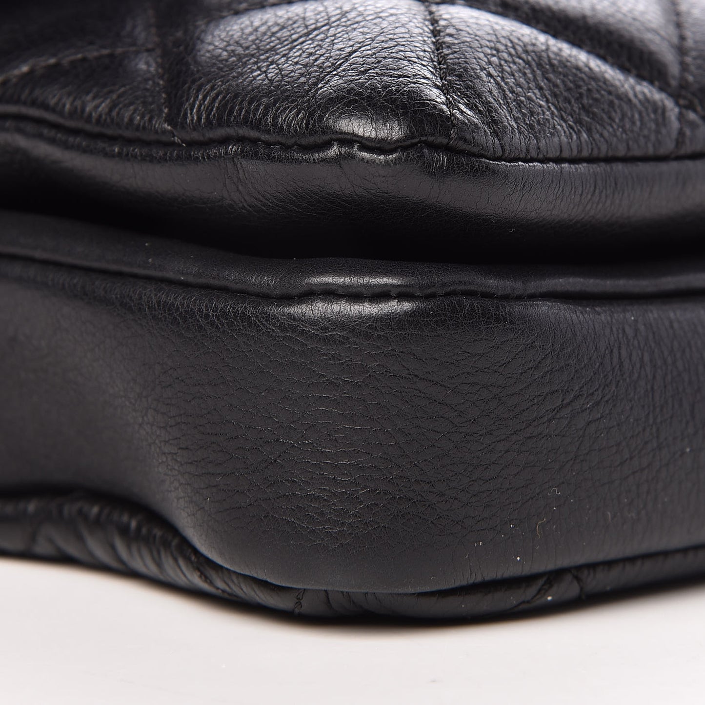Calfskin Quilted Medium CC Crown Flap Black