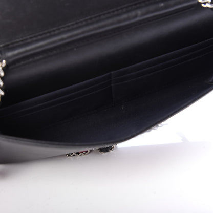 Chanel Lambskin Airlines Wallet On Chain WOC Blue Black Red 5 of 11