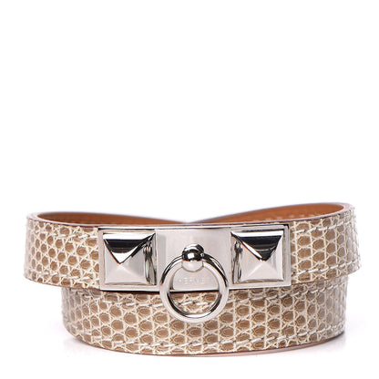 Hermes Lizard Rivale Double Tour Bracelet M Ficelle 1 of 7