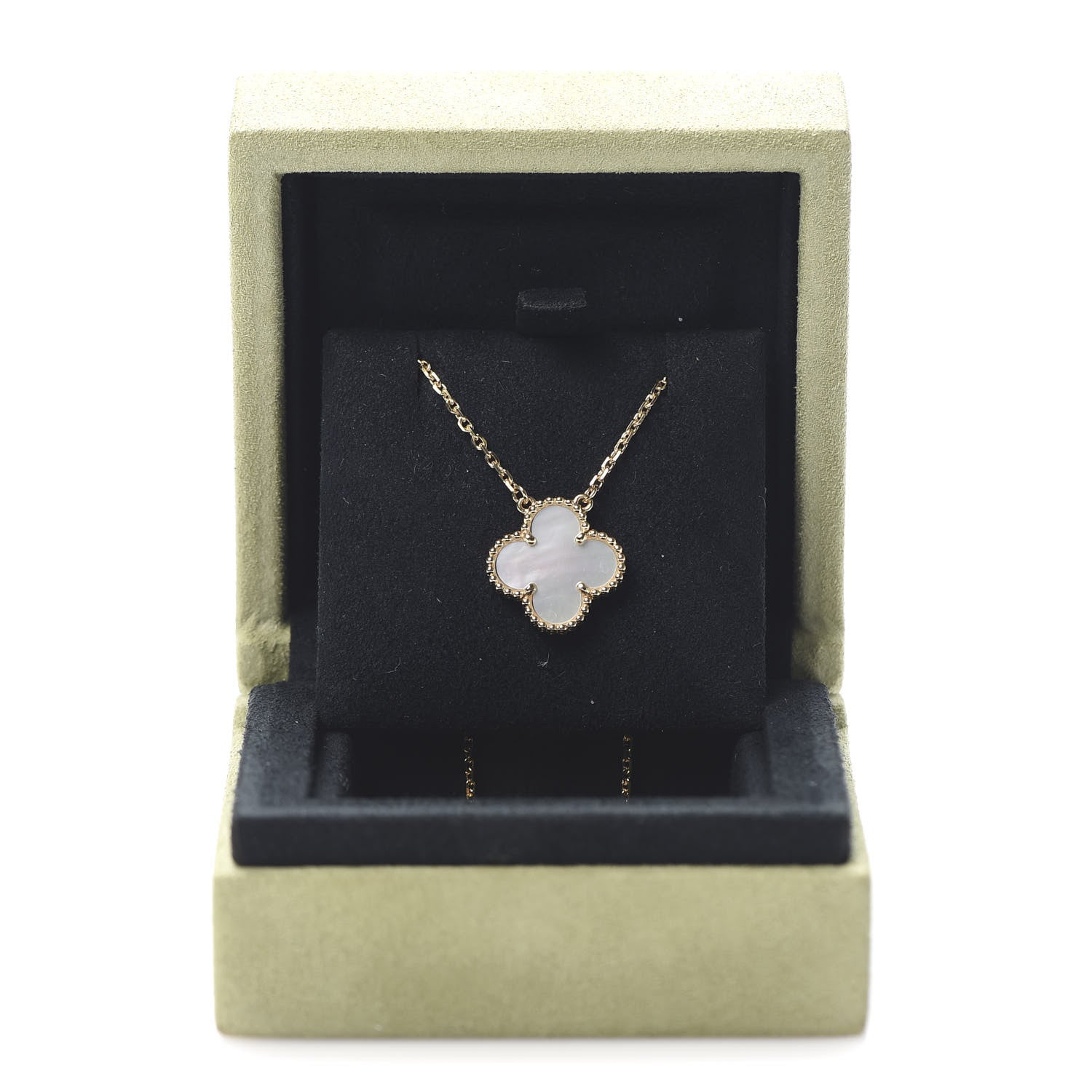 Van Cleef & Arpels 18K Yellow Gold Mother of Pearl Vintage Alhambra Pendant Necklace 7 of 8