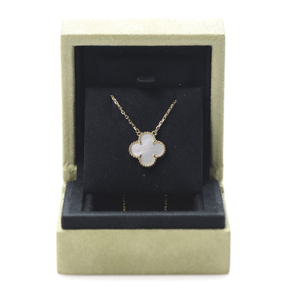 Van Cleef & Arpels 18K Yellow Gold Mother of Pearl Vintage Alhambra Pendant Necklace 7 of 8