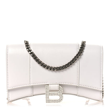 Balenciaga Shiny Box Calfskin Strass Hourglass Chain Bag White 1 of 14