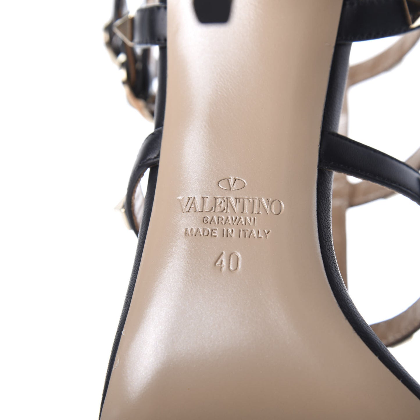 Calfskin Nappa Rockstud Gladiator 105mm Sandals 40 Black