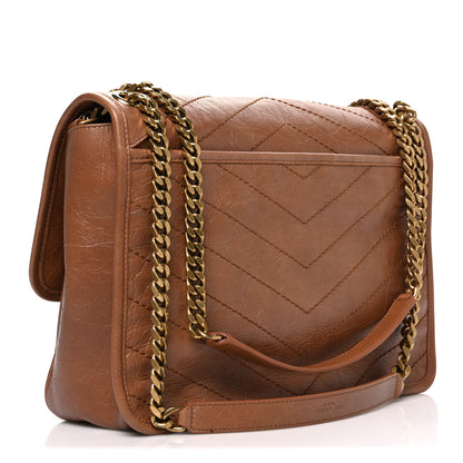 Saint Laurent Crinkled Calfskin Matelasse Monogram Medium Niki Chain Satchel Caramel 3 of 10