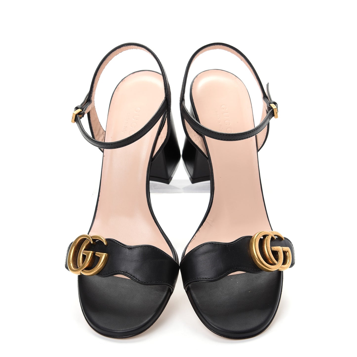 Lifford Calfskin GG Marmont Ankle Wrap 75mm Sandals 36.5 Black