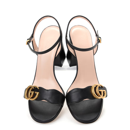 Gucci Lifford Calfskin GG Marmont Ankle Wrap 75mm Sandals 36.5 Black 5 of 11