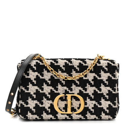 Christian Dior Technical Canvas Macro Houndstooth Medium Caro Bag Black White 1 of 9
