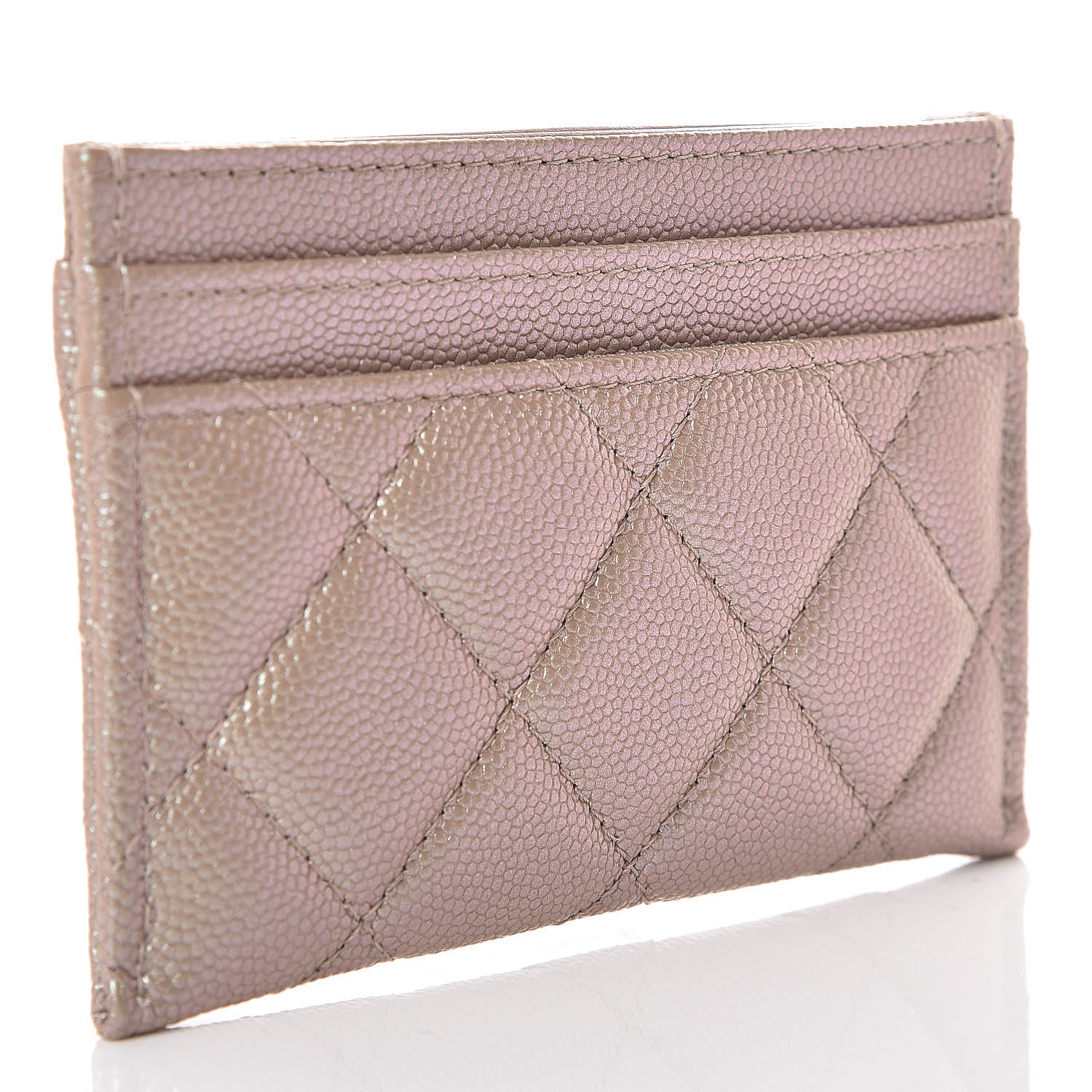 Chanel Iridescent Caviar Quilted Card Holder Beige 3 of 8