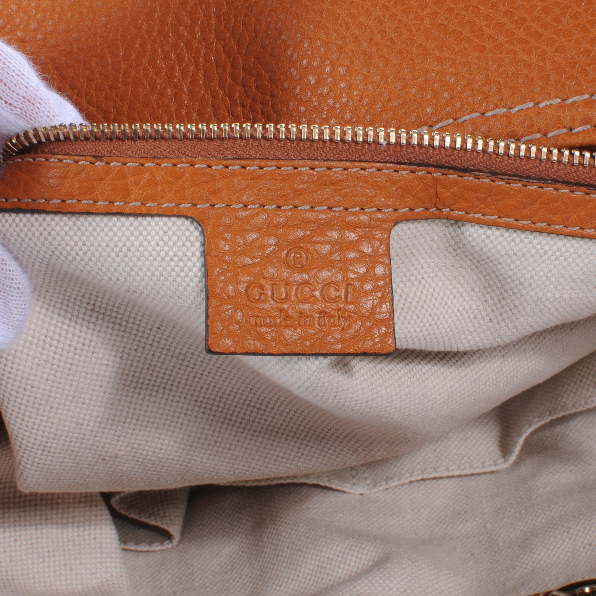 Gucci Leather Heritage Medium Shoulder Bag Tan 5 of 7