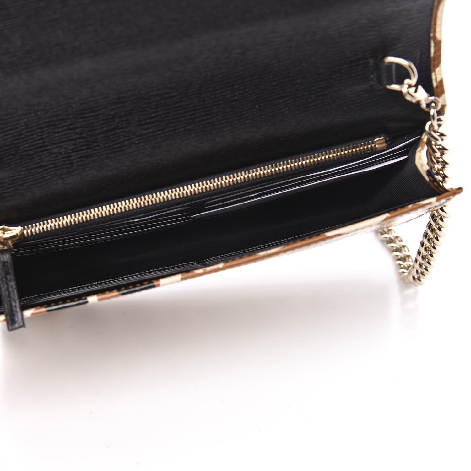 Gucci Patent Leopard Print Betty Chain Wallet Tobacco Black 4 of 9