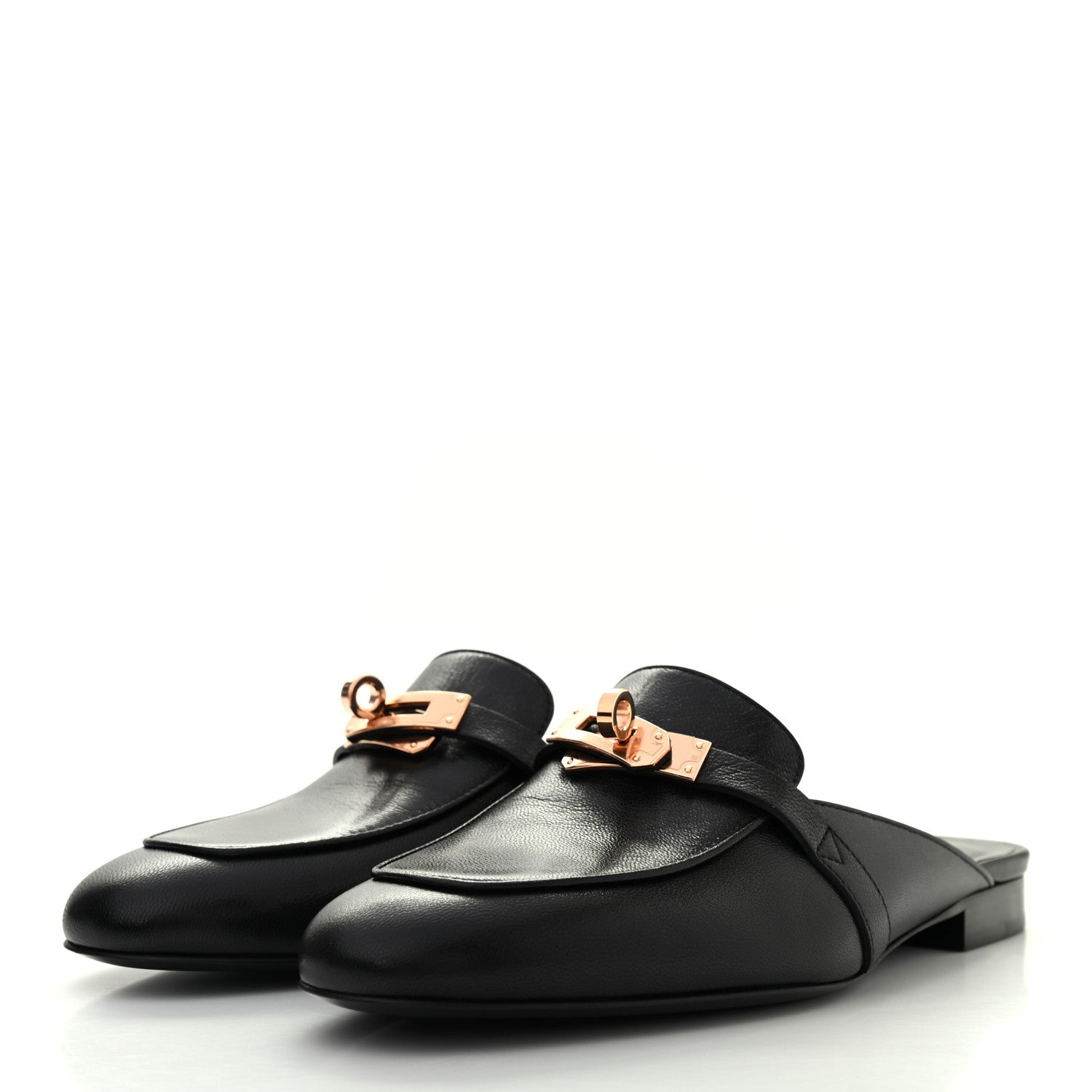 Hermes Goatskin Oz Mules 37 Black 3 of 9