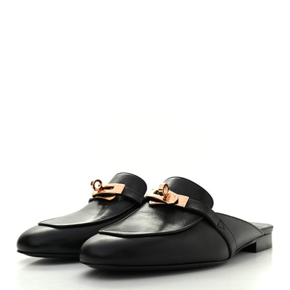 Hermes Goatskin Oz Mules 37 Black 3 of 9