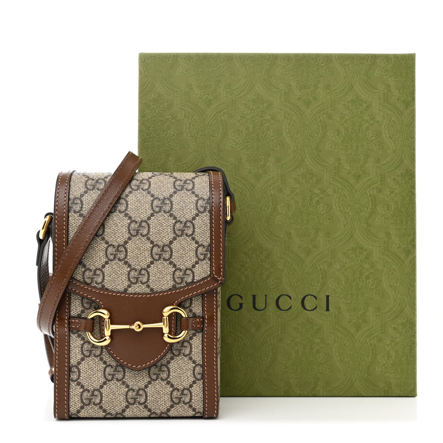 Gucci GG Supreme Monogram Mini Horsebit 1955 Crossbody Bag Beige Brown Sugar 12 of 12