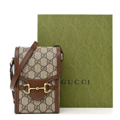 Gucci GG Supreme Monogram Mini Horsebit 1955 Crossbody Bag Beige Brown Sugar 12 of 12