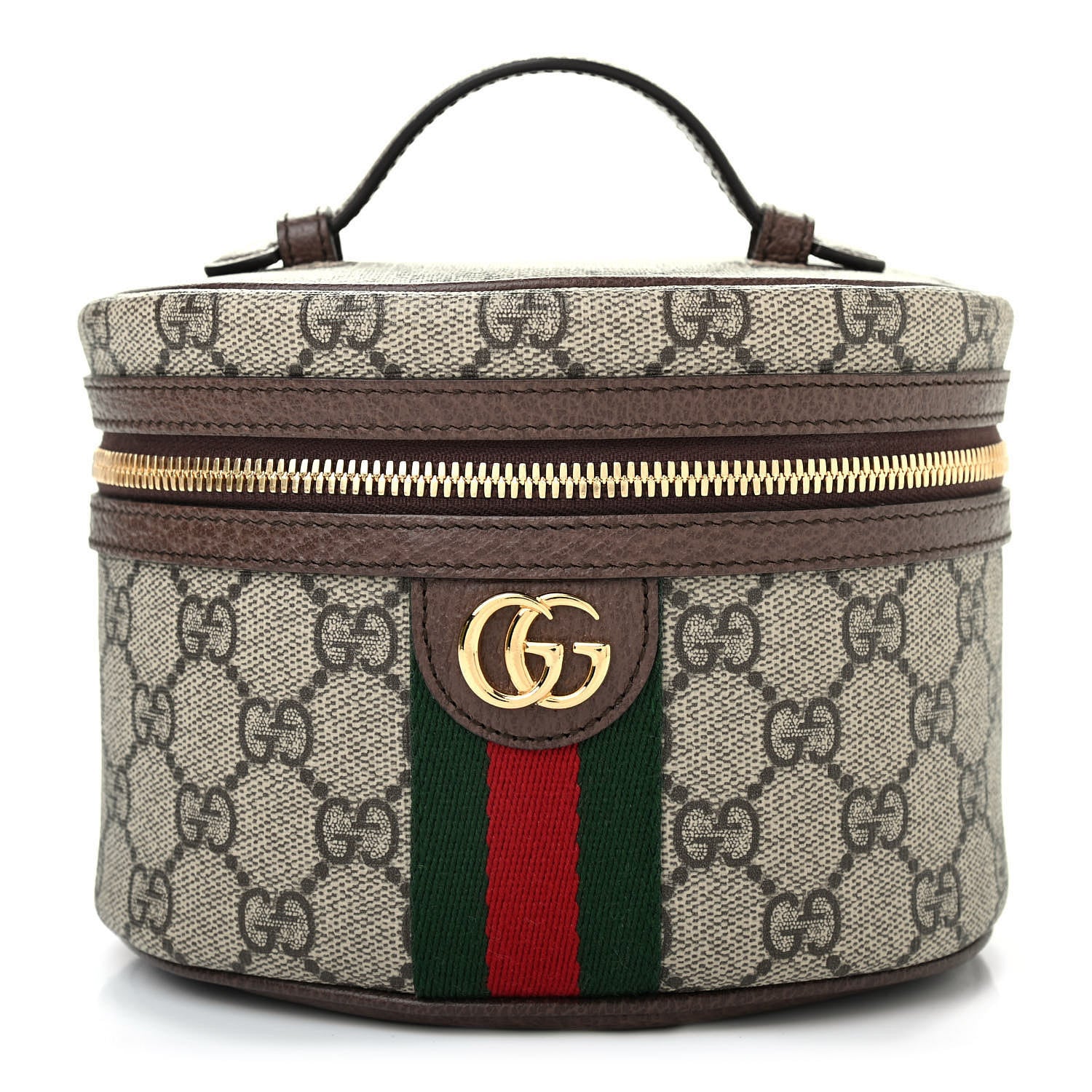 Gucci GG Supreme Monogram Textured Calfskin Web Ophidia Vanity Cosmetic Case Beige Ebony New Acero 1 of 7