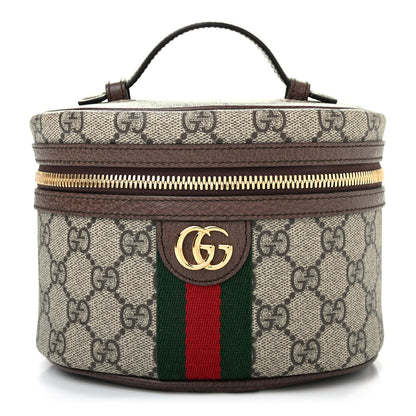Gucci GG Supreme Monogram Textured Calfskin Web Ophidia Vanity Cosmetic Case Beige Ebony New Acero 1 of 7