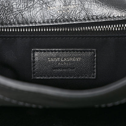 Saint Laurent Crinkled Calfskin Matelasse Monogram Medium Niki Chain Satchel Storm 6 of 9