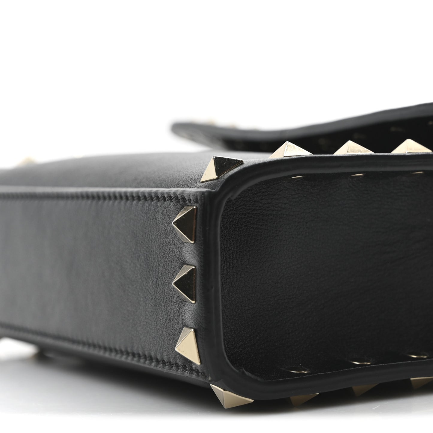 Grained Calfskin Rockstud Crossbody Bag Black