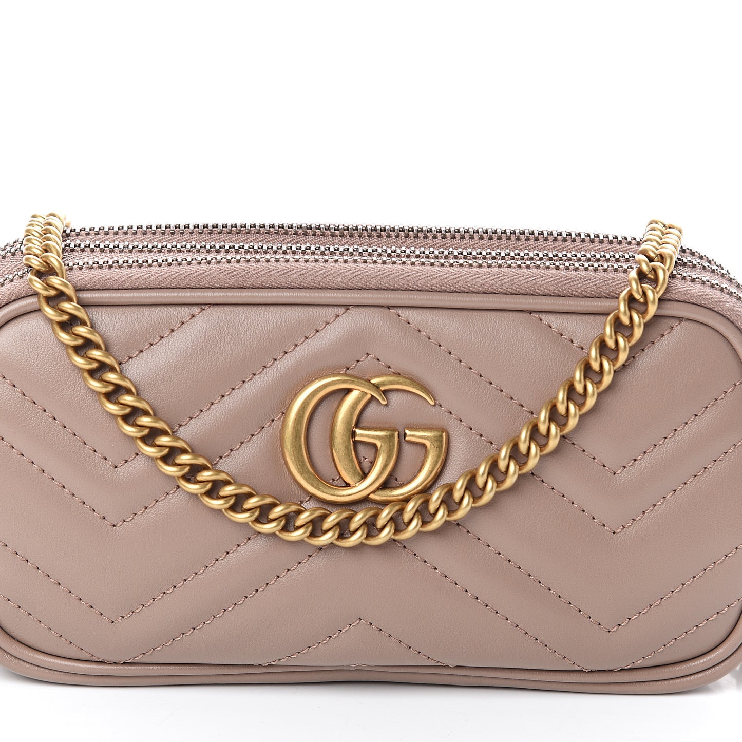Calfskin Matelasse Mini GG Marmont Chain Crossbody Bag Porcelain Rose