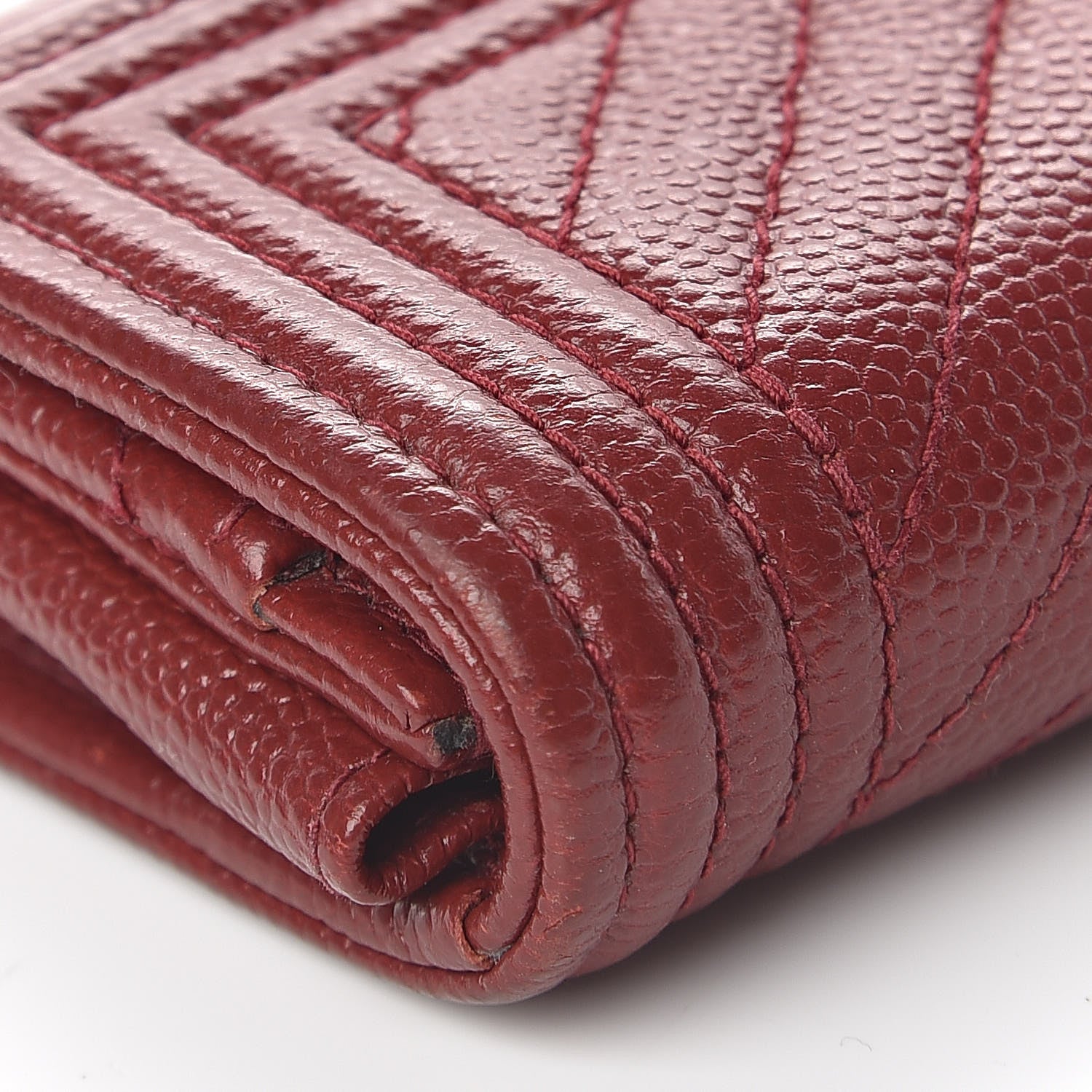 Chanel Caviar Chevron Quilted Flap Boy Card Holder Dark Red 12 of 18