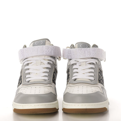 Christian Dior Smooth Calfskin Jacquard Oblique Mens B27 Mid Top Sneakers 42 Beige Blue 2 of 10