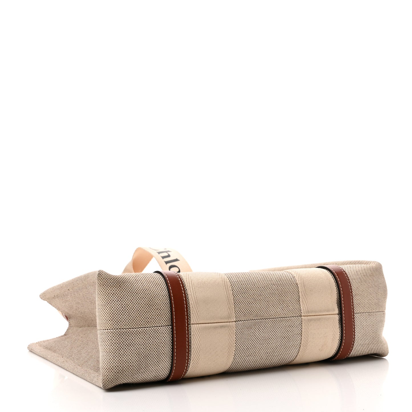 Cotton Calfskin Medium Woody Ribbon Tote White Brown
