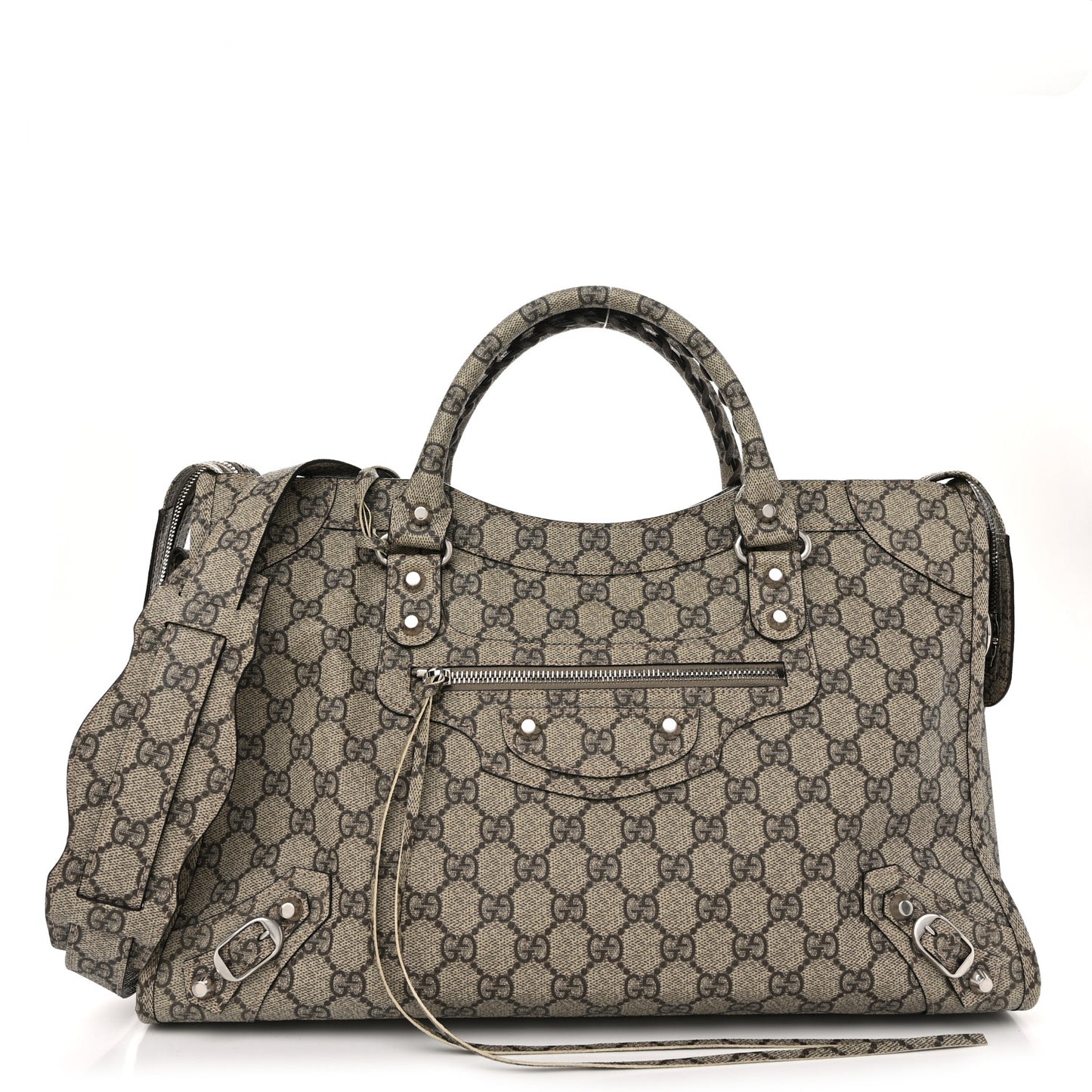 X GUCCI GG Supreme Monogram Neo Classic Silver Hardware City Beige Ebony