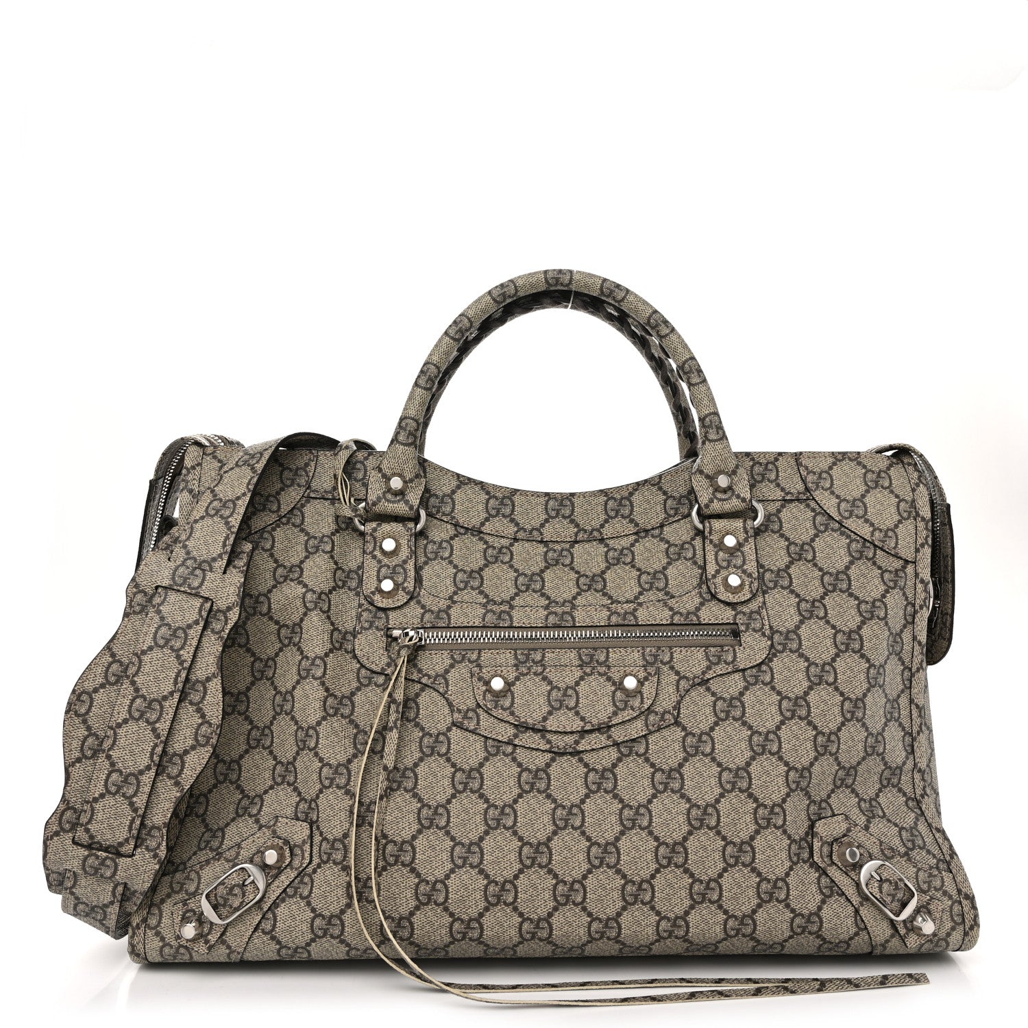 Balenciaga X GUCCI GG Supreme Monogram Neo Classic Silver Hardware City Beige Ebony 1 of 11