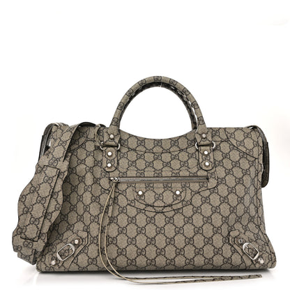 Balenciaga X GUCCI GG Supreme Monogram Neo Classic Silver Hardware City Beige Ebony 1 of 11
