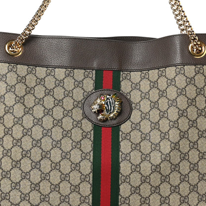 Gucci GG Supreme Monogram Large Rajah Chain Tote Beige New Acero 9 of 11