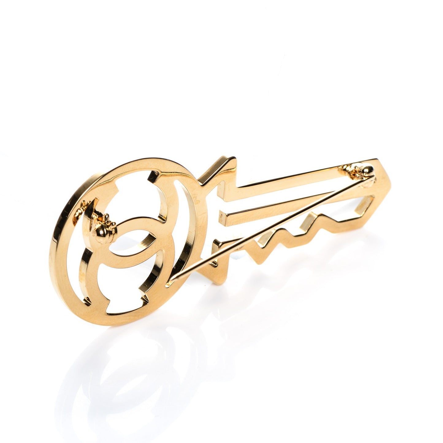 Crystal CC Key Brooch Black Gold