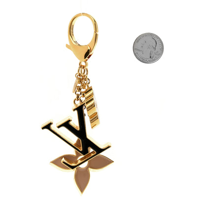 Louis Vuitton Metal Enamel Fleur De Monogram Bag Charm Dore 2 of 6
