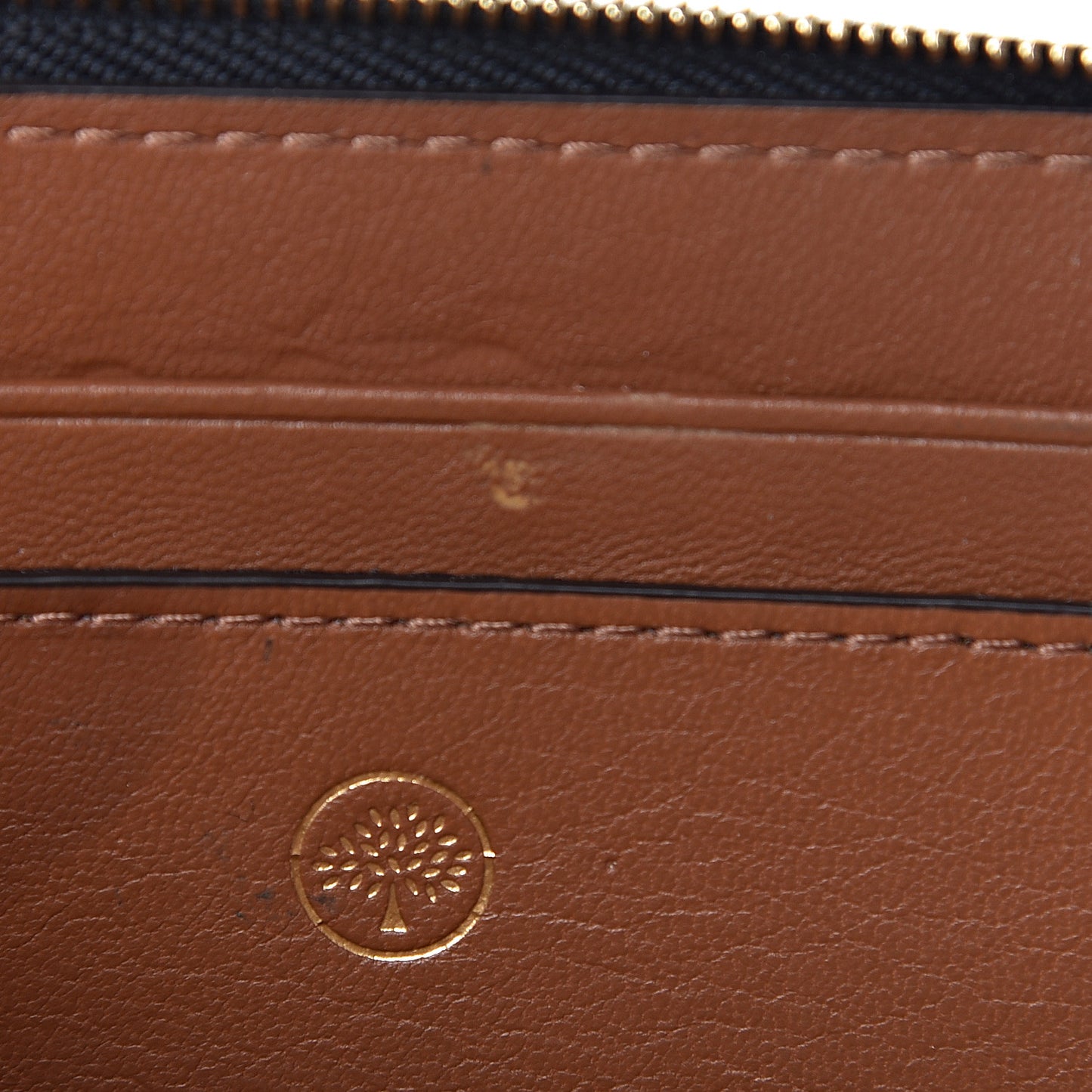 Smooth Calfskin Squirrel Embroidered Part Zip Coin Pouch Navy
