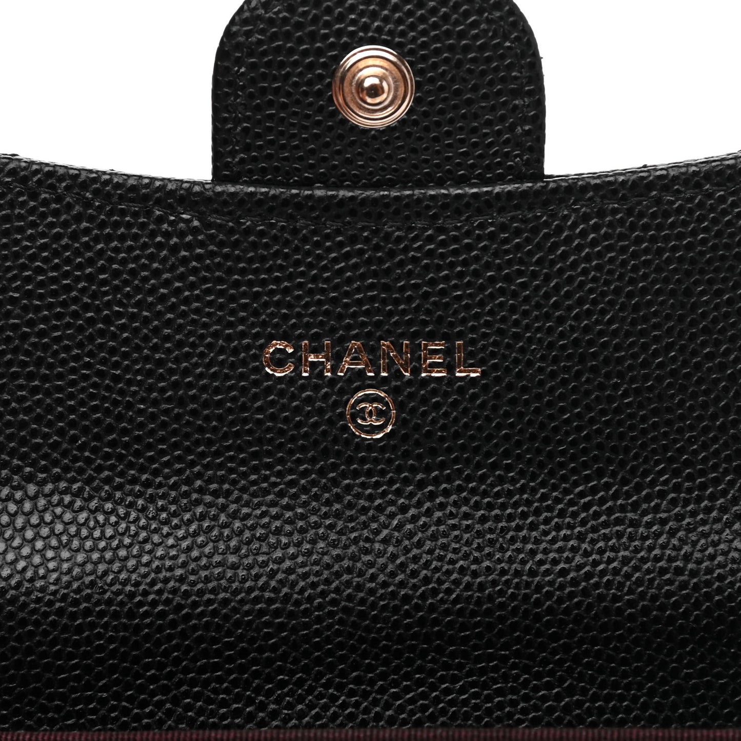 Caviar Quilted Flap Card Holder Wallet Black