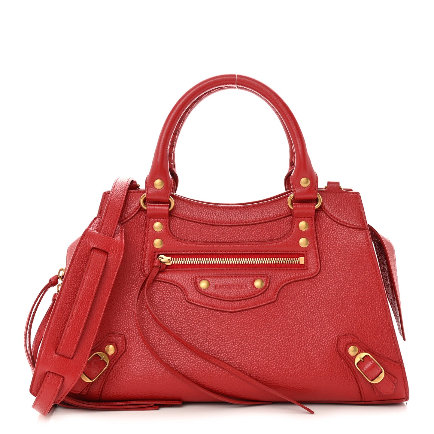 Grained Calfskin Neo Classic Gold Hardware S City Medium Red