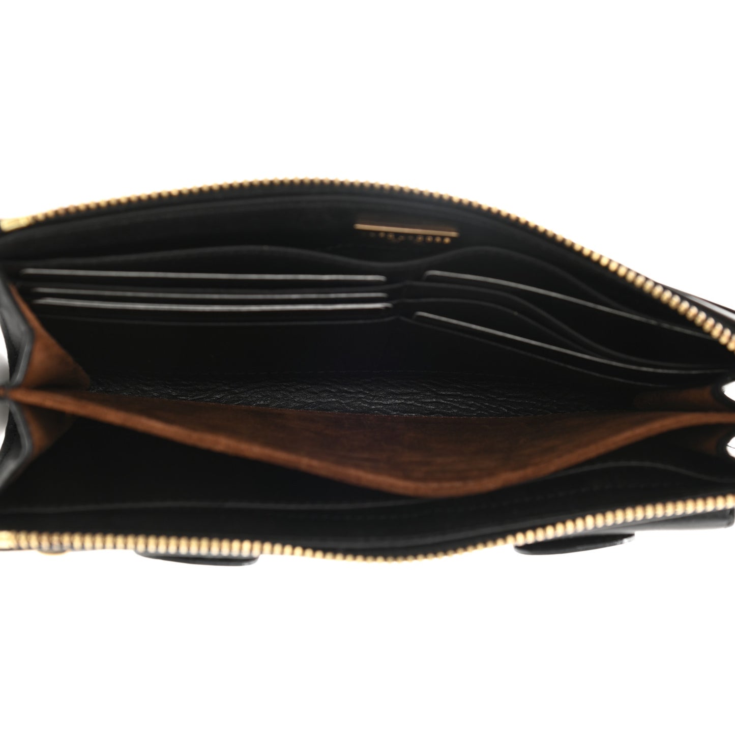 Calfskin Zip Clutch Wallet Black
