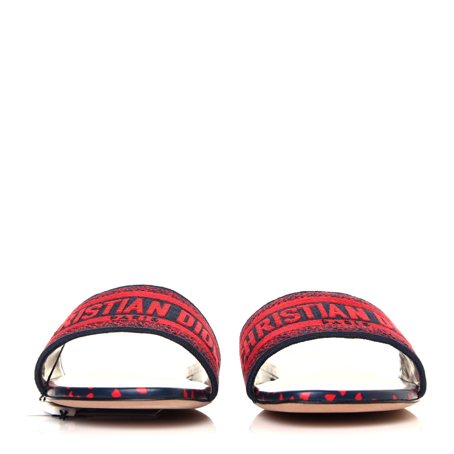 Canvas Pop Heart I Love Paris Embroidered Dway Flat Slide Sandals 41 Deep Blue Red