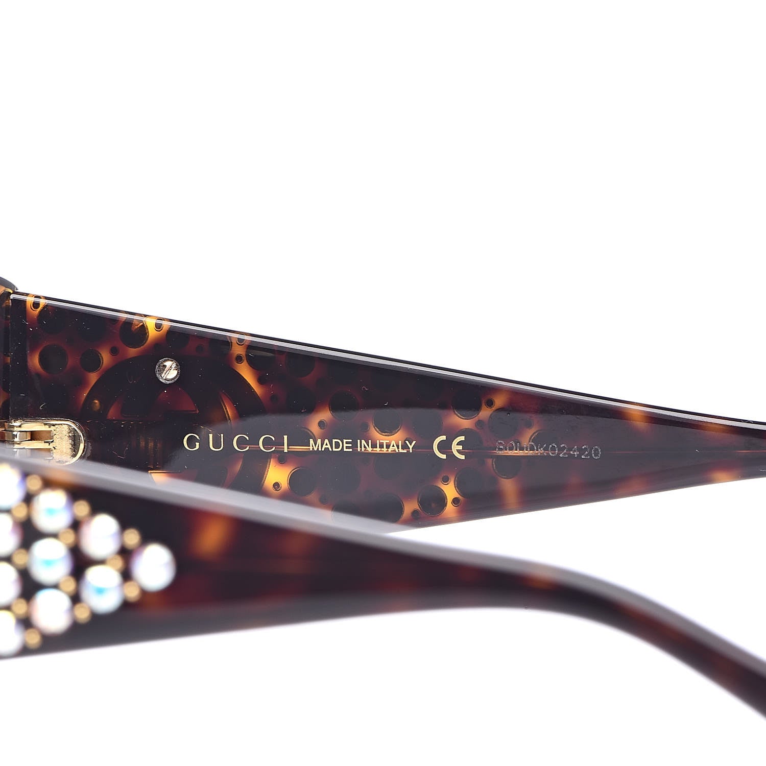 Gucci Crystal Rectangular Frame Sunglasses GG0357S Tortoiseshell 5 of 6