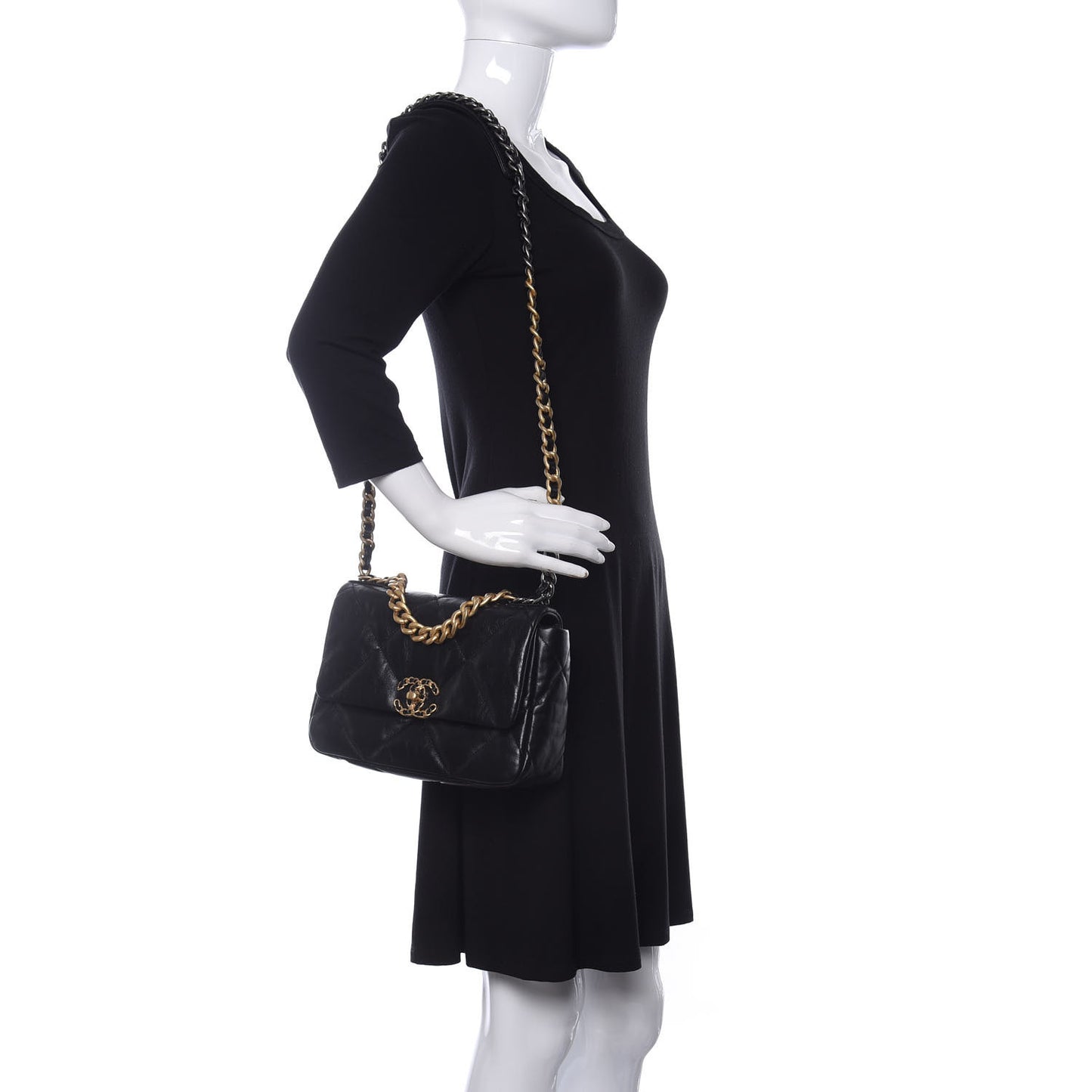 Goatskin Quilted Medium Chanel 19 Flap Black