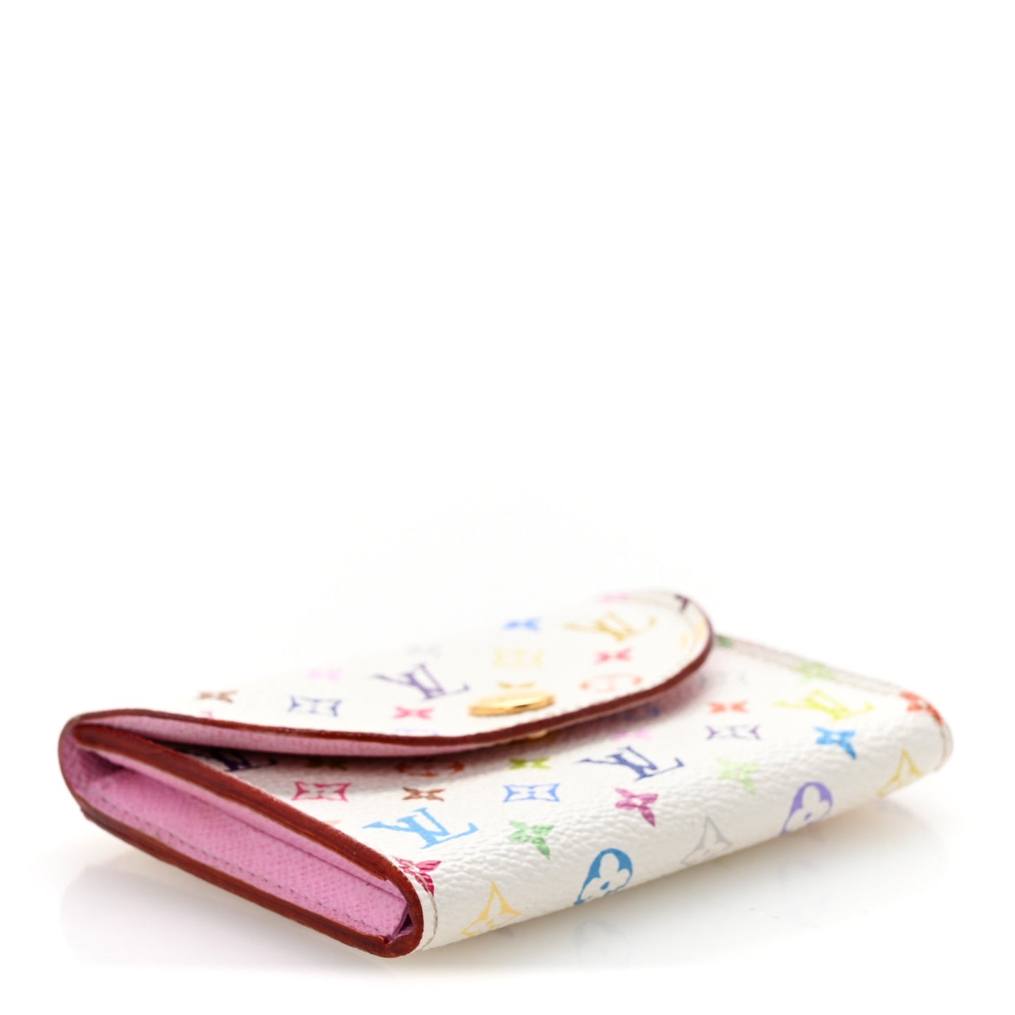 Monogram Multicolor Business Card Holder White Litchi