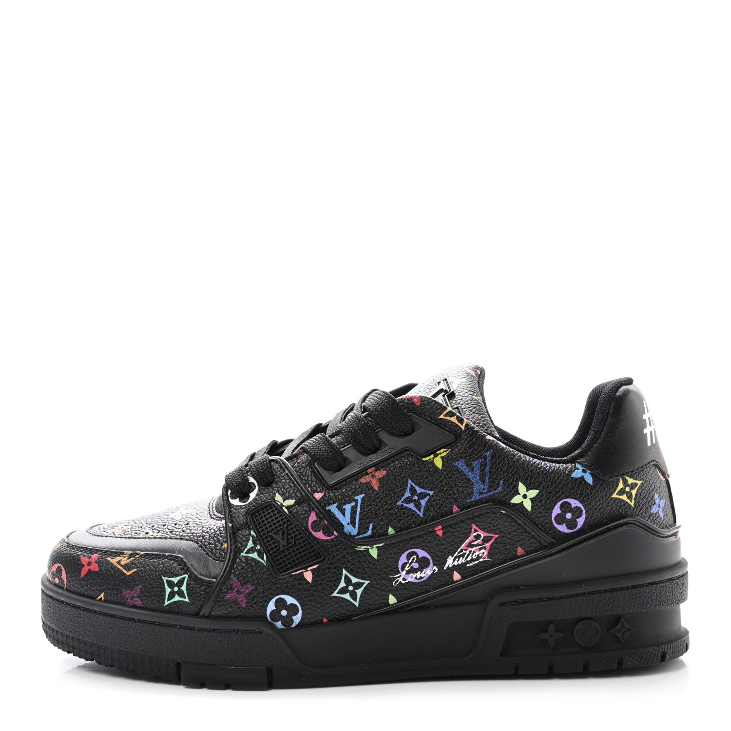 Louis Vuitton LV X TM Calfskin Monogram Multicolor Womens LV Trainer Sneakers 37.5 Black 1 of 10