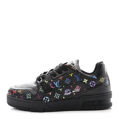 Louis Vuitton LV X TM Calfskin Monogram Multicolor Womens LV Trainer Sneakers 37.5 Black 1 of 10