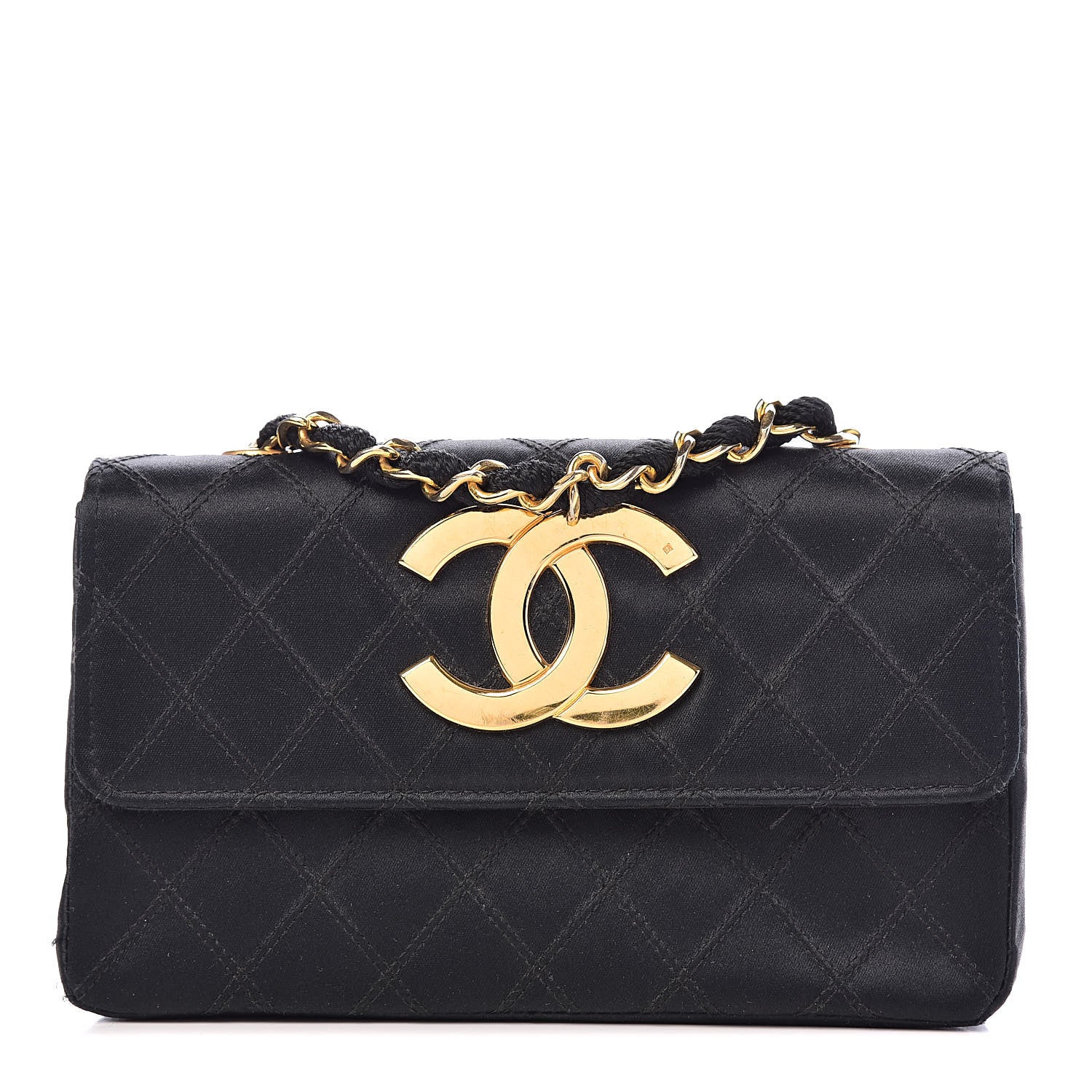Chanel Satin Double Stitched Mini Single Flap Black 1 of 14