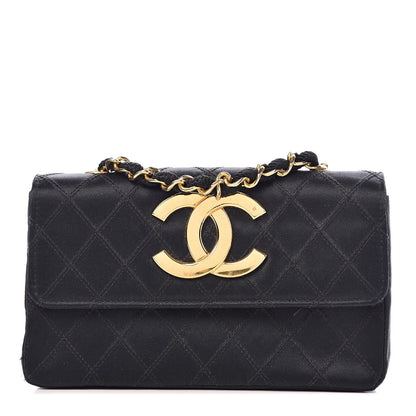Chanel Satin Double Stitched Mini Single Flap Black 1 of 14