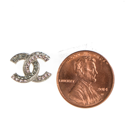 Chanel Crystal CC Earrings Silver Pink 2 of 6