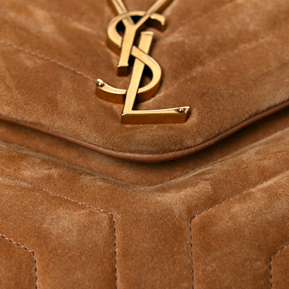 Saint Laurent Suede Y Quilted Monogram Medium Loulou Chain Satchel Cinnamon 24 of 27
