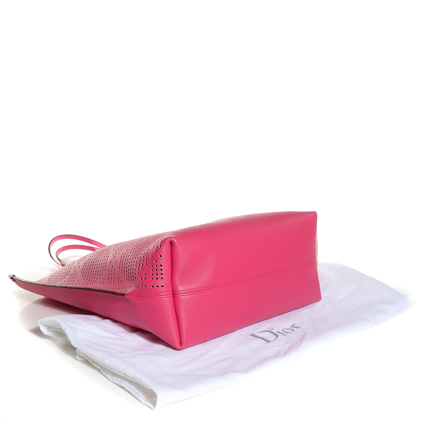 Calfskin Perforated Cannage Dioriva Tote Hot Pink