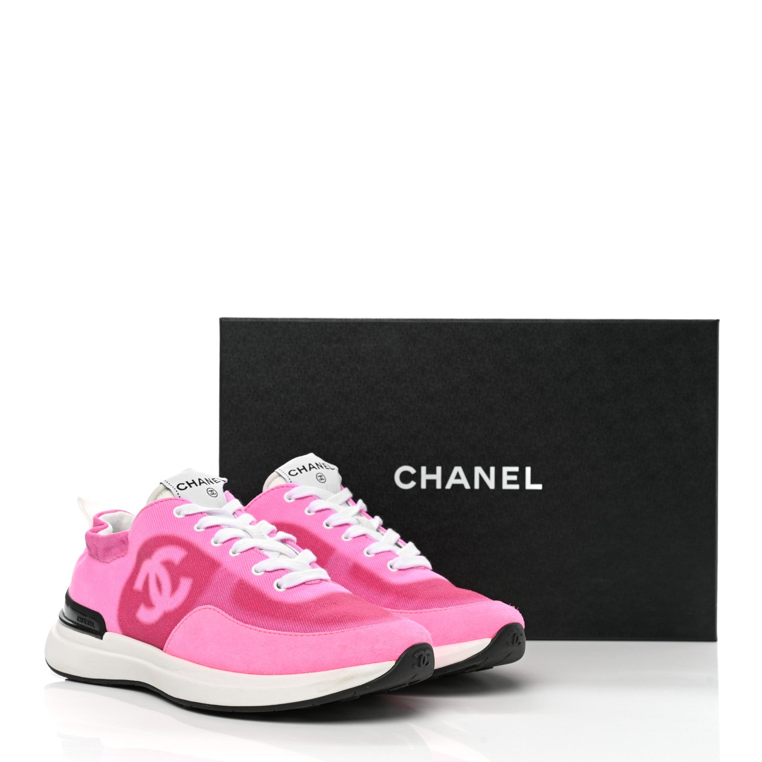 Chanel Denim Suede Calfskin Womens CC Sneakers 38 Pink 8 of 8